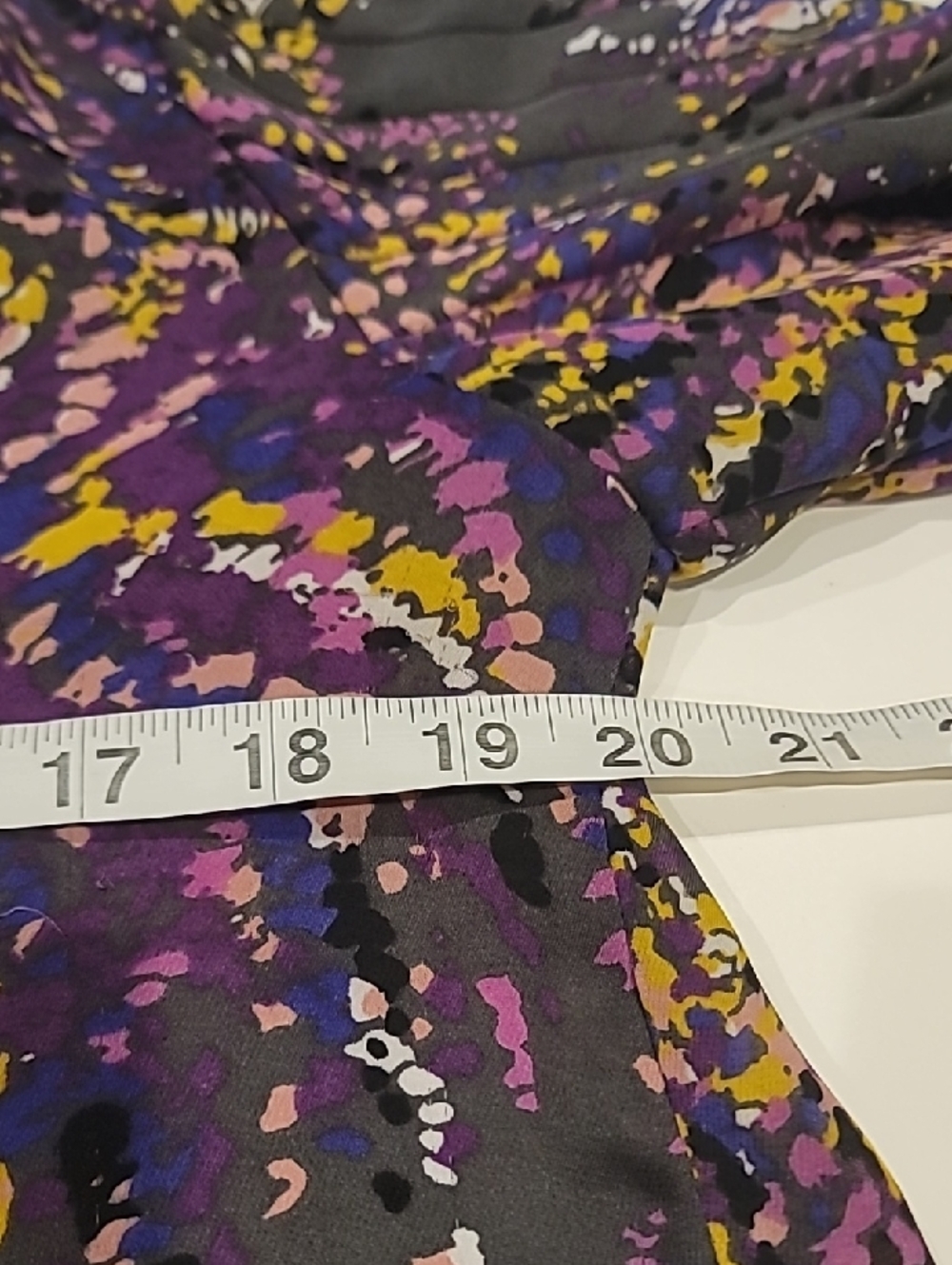 Parker Victorian Sheer Blouse Purple, Yellow and Black Abstract Print - Picture 9 of 10
